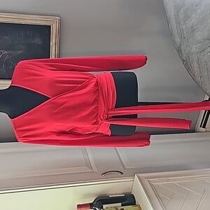 Fashion Nova Red Wrap Blouse